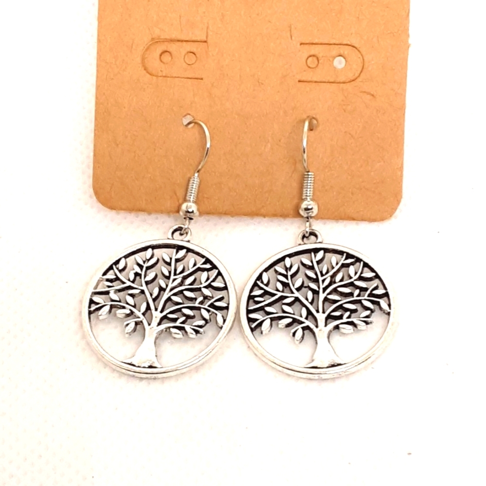 NEW Tree of Life Earrings Silver Tone Bohemian Fashion Jewelry Cottagecore Boho